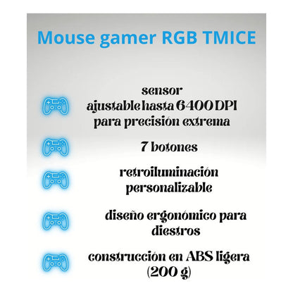 Mouse Gamer Tmice A869 Rgb - Ergonomía Y Precisión Pro